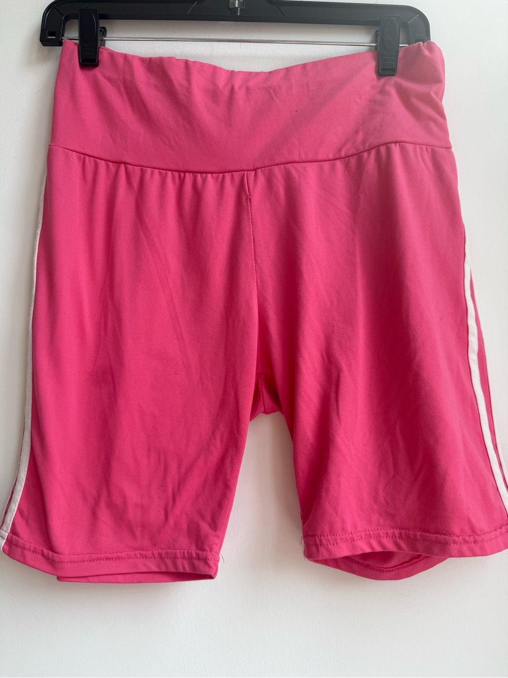 High-Waist Pink Bike Shorts with Side Stripe